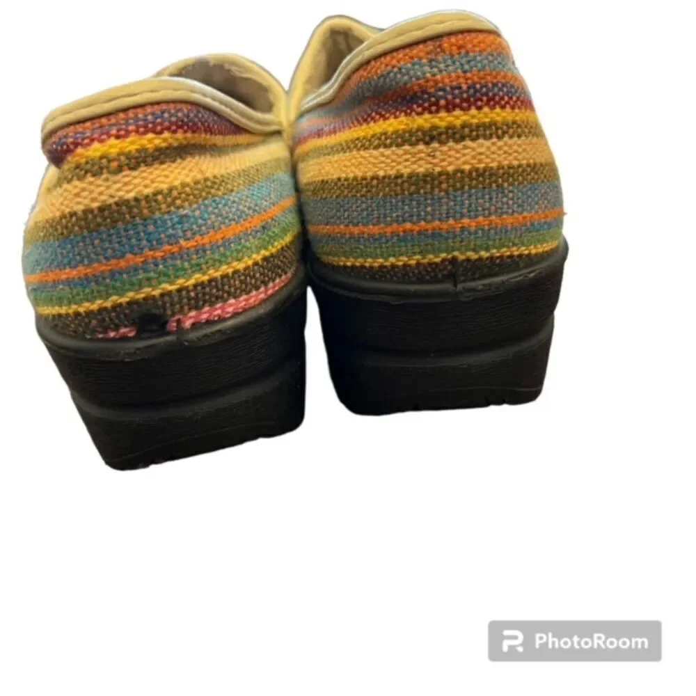 Ingaro Women's Brandy Canvas Clog Slip On Multi Color Stripe Size‎ 6.5